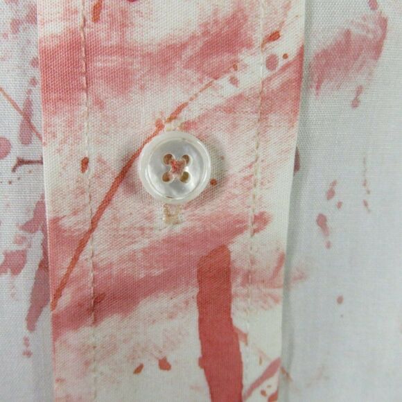 Stafford Pink Splatter Shirt Mens L 16 1/2 35 Cotton Blend LS Wrinkle Free Drip - Picture 5 of 12
